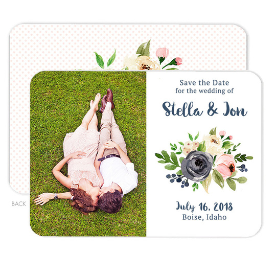 Gray and Pink Bouquet Photo Save The Date Announcements
